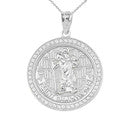 Saint Christopher Medallion Pendant Necklace in Sterling Silver