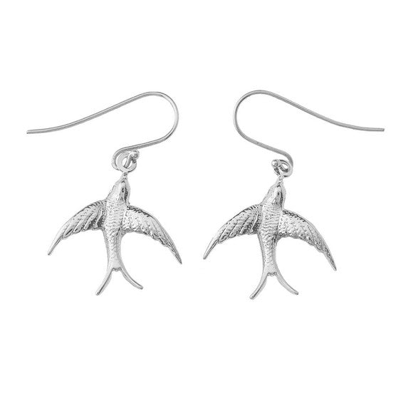 Gold Bird Fish Hook Earrings (Available in Yellow/Rose/White Gold)