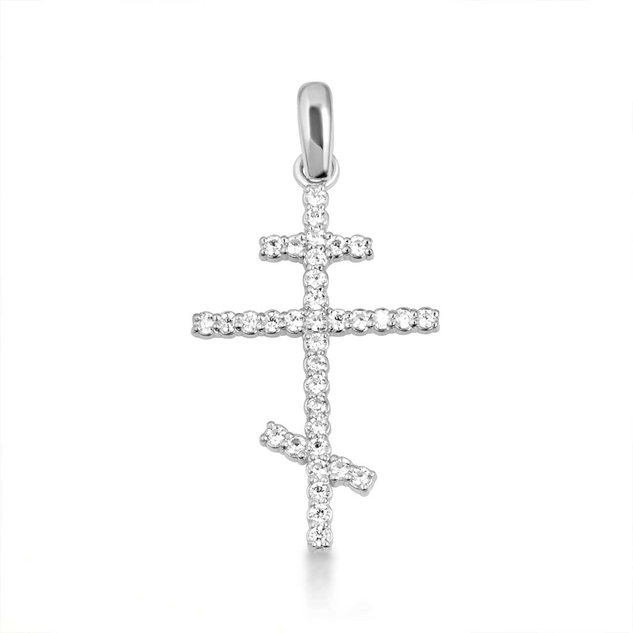14K Gold Diamond Russian Orthodox Cross Crucifix Pendant Necklace (Available in Yellow/Rose/White Gold)