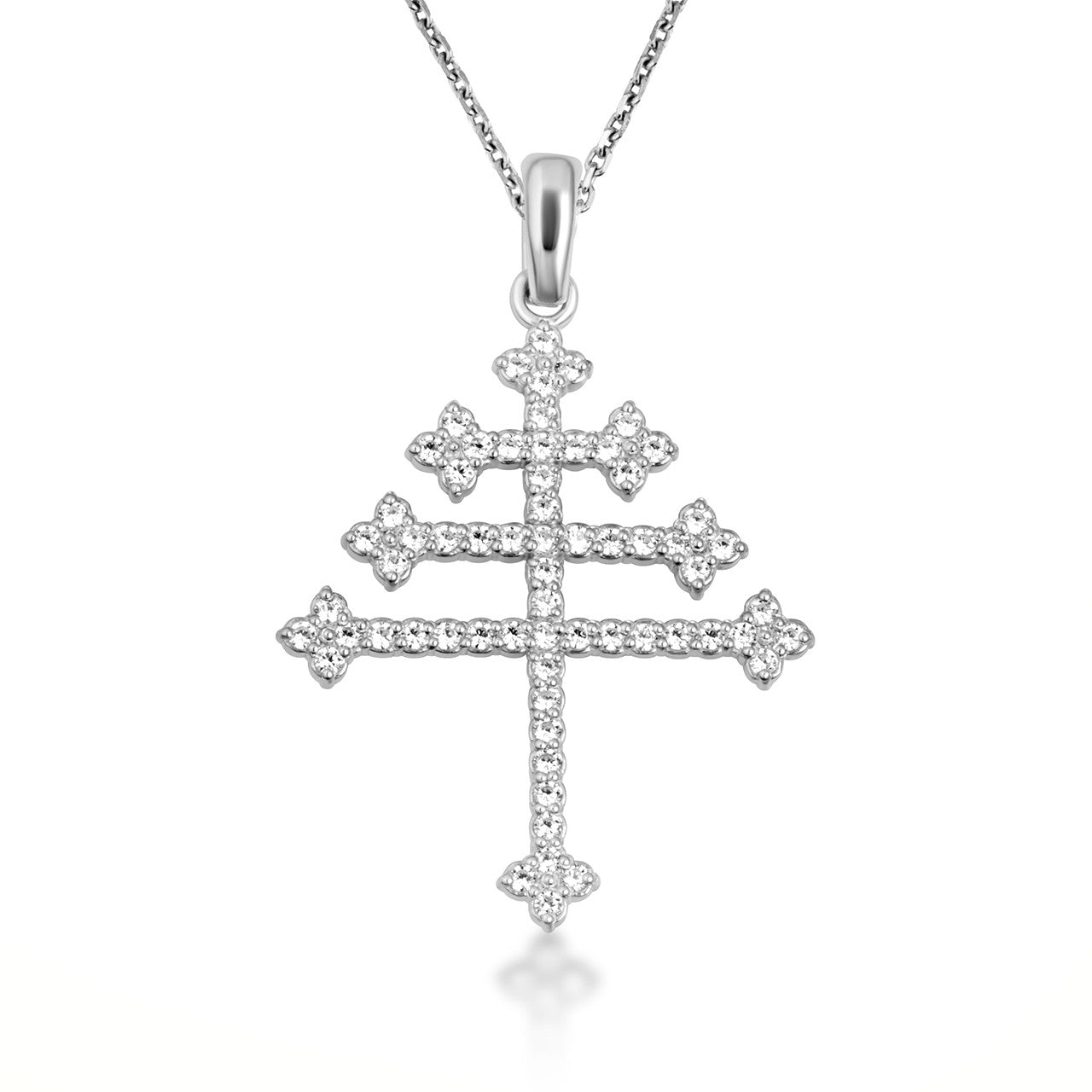 14K Gold Diamond Studded Papal Cross Pendant Necklace (Available in Yellow/Rose/White Gold)