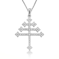 14K Gold Diamond Studded Papal Cross Pendant Necklace (Available in Yellow/Rose/White Gold)