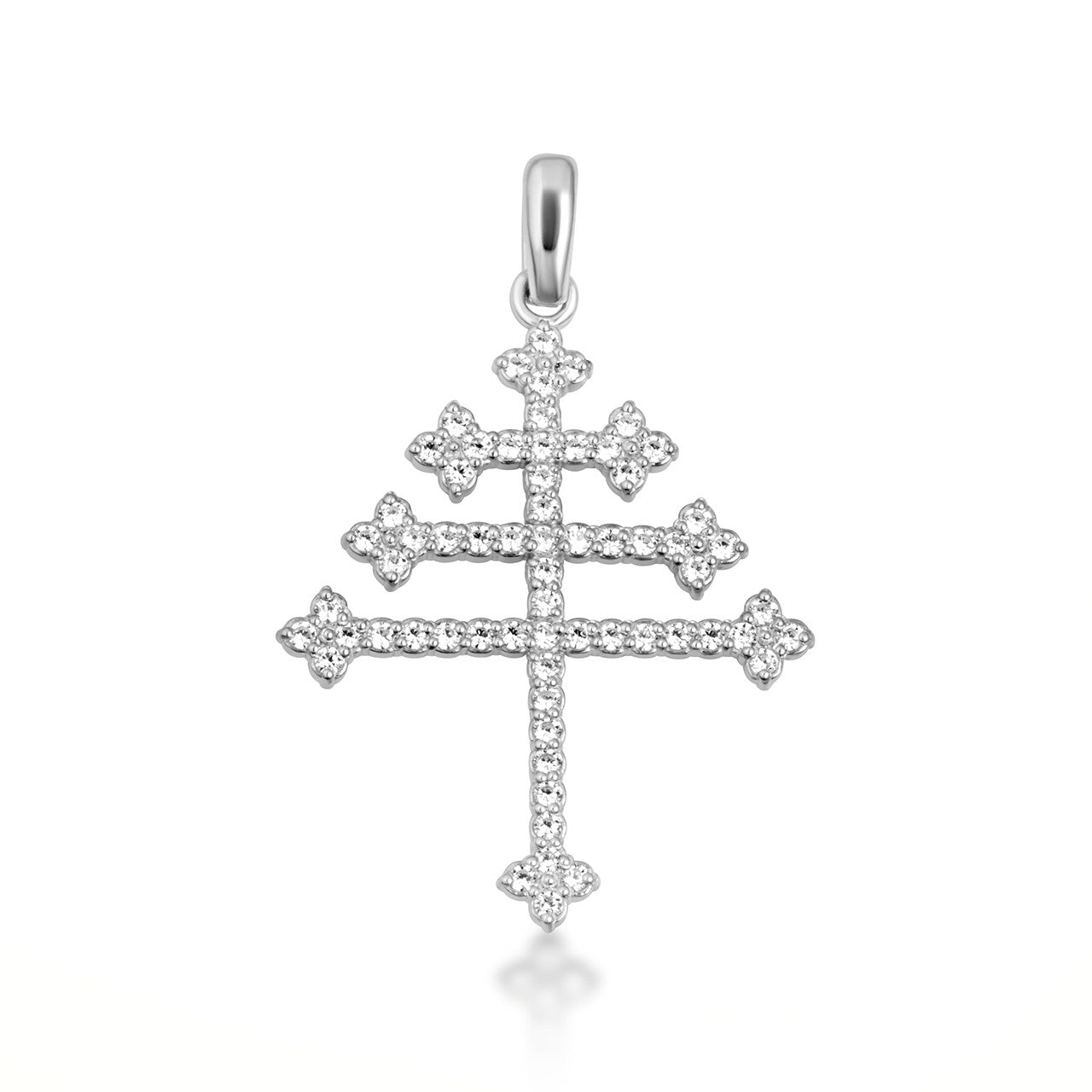 10K Gold Studded Papal Cross Pendant Necklace (Available in Yellow/Rose/White Gold)