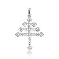 14K Gold Diamond Studded Papal Cross Pendant Necklace (Available in Yellow/Rose/White Gold)