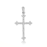 10K Gold Studded Botonee Budded Cross Pendant Necklace (Available in Yellow/Rose/White Gold)