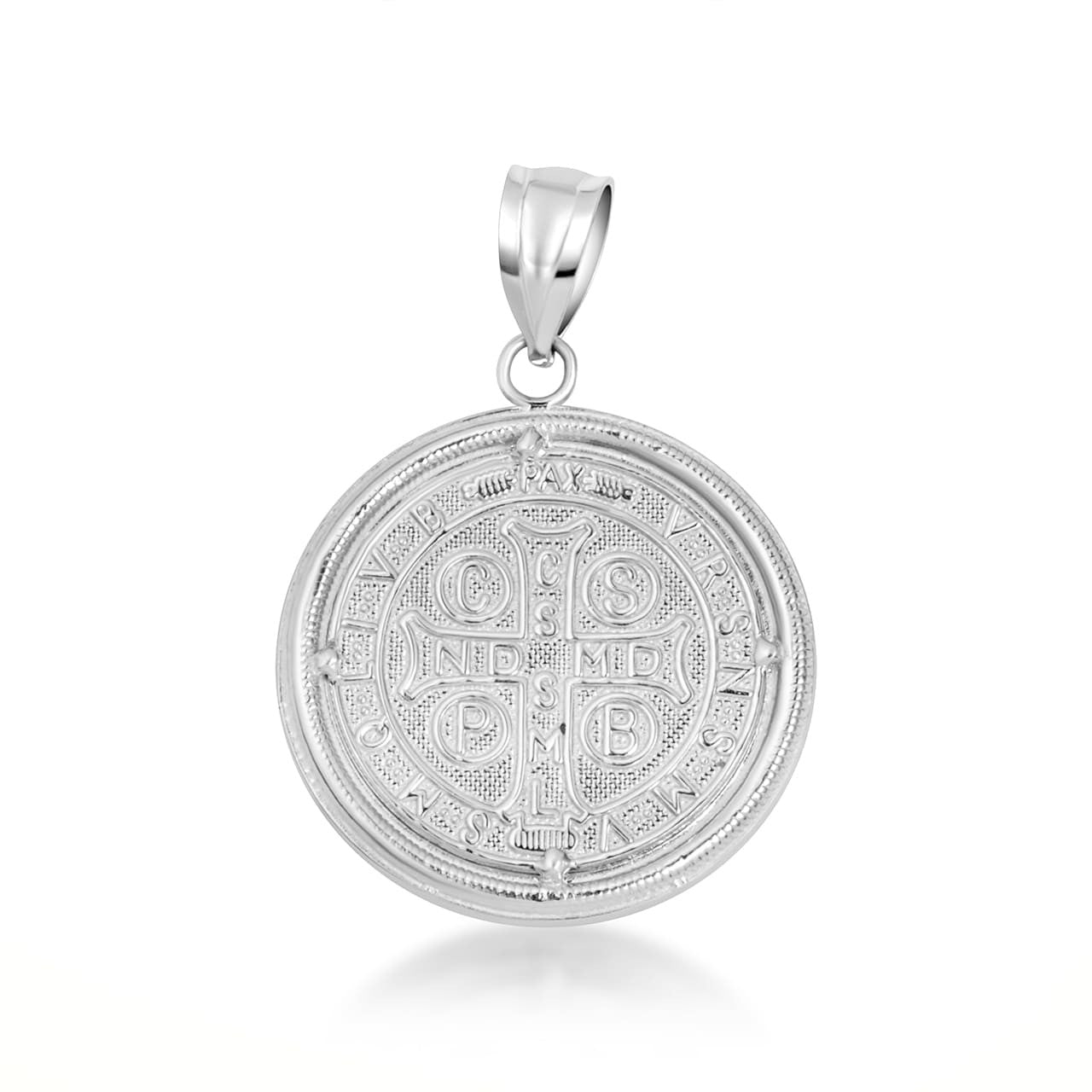 14K Two-Tone Gold Saint Benedict Diamond Halo Medallion Pendant Necklace (Available in Small/Large & Yellow/Rose/White Gold)