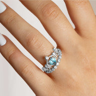 .925 Sterling Silver Personalized Heart Cut Birthstone Crown Ring