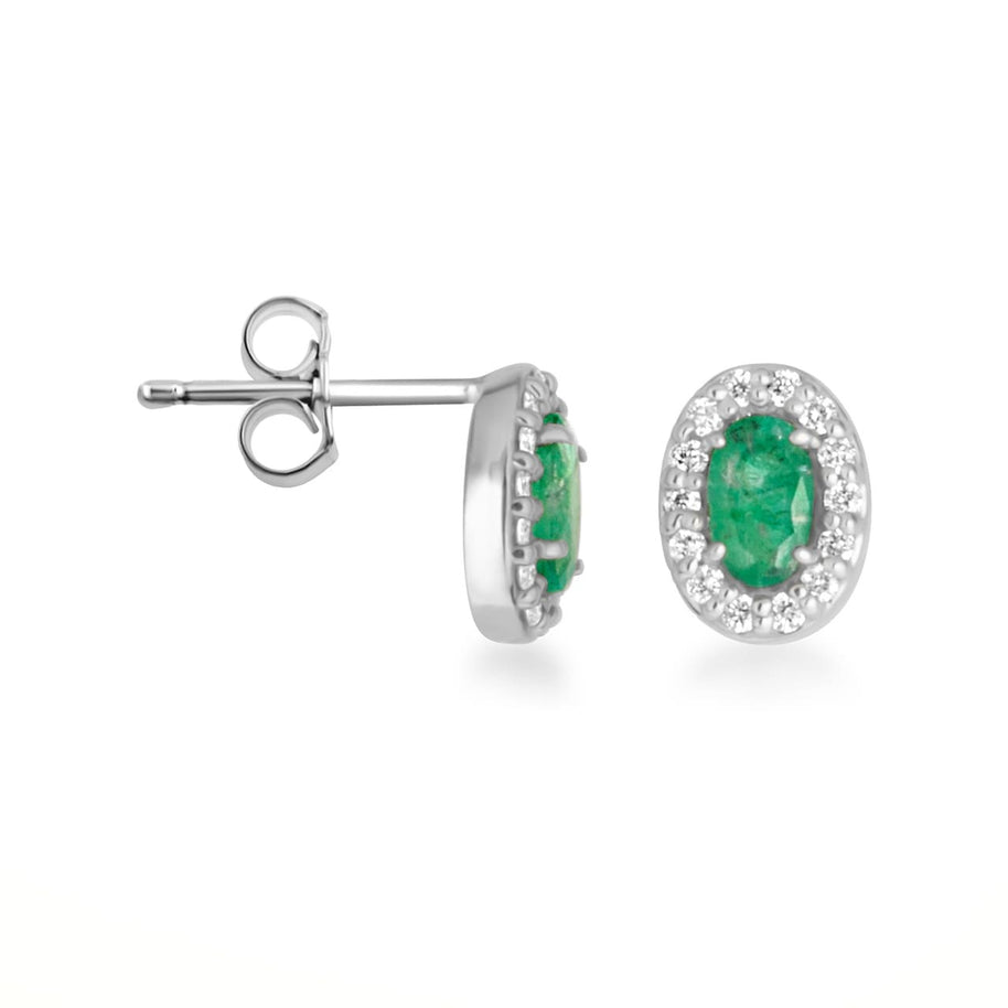 Gold Personalized Genuine Gemstone Halo Stud Earrings (Available in Yellow/Rose/White Gold)