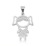 Gold Girl Silhouette Studded Pendant Necklace (Available in Yellow/Rose/White Gold)