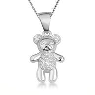 Gold Teddy Bear Studded Toy Pendant Necklace (Available in Yellow/Rose/White Gold)