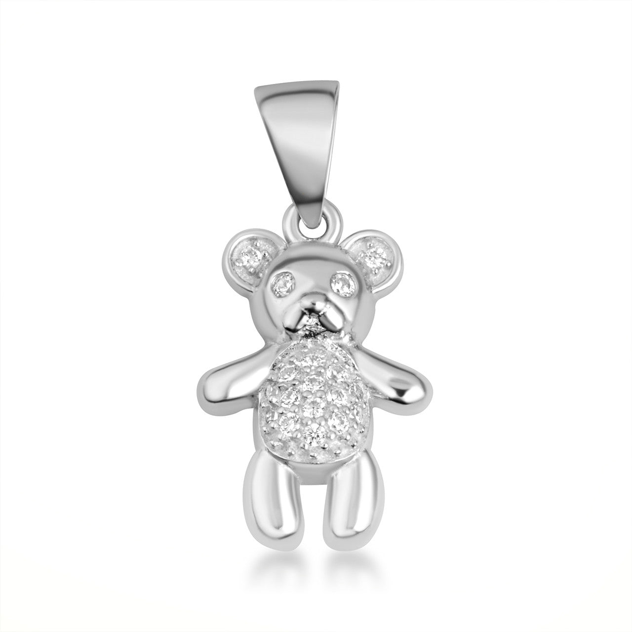Gold Teddy Bear Studded Toy Pendant Necklace (Available in Yellow/Rose/White Gold)