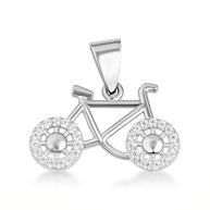 Gold Bicycle Sports Studded Cycling Pendant Necklace (Available in Yellow/Rose/White Gold)