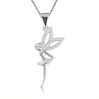 Gold Mystical Fairy Studded Pendant Necklace (Available in Yellow/Rose/White Gold)