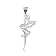 .925 Sterling Silver Mystical Fairy Studded Pendant Necklace