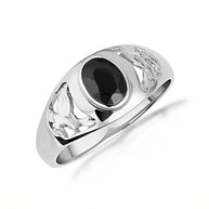 .925 Sterling Silver Black Onyx Gemstone Eagle Ring