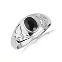 .925 Sterling Silver Black Onyx Gemstone Eagle Ring