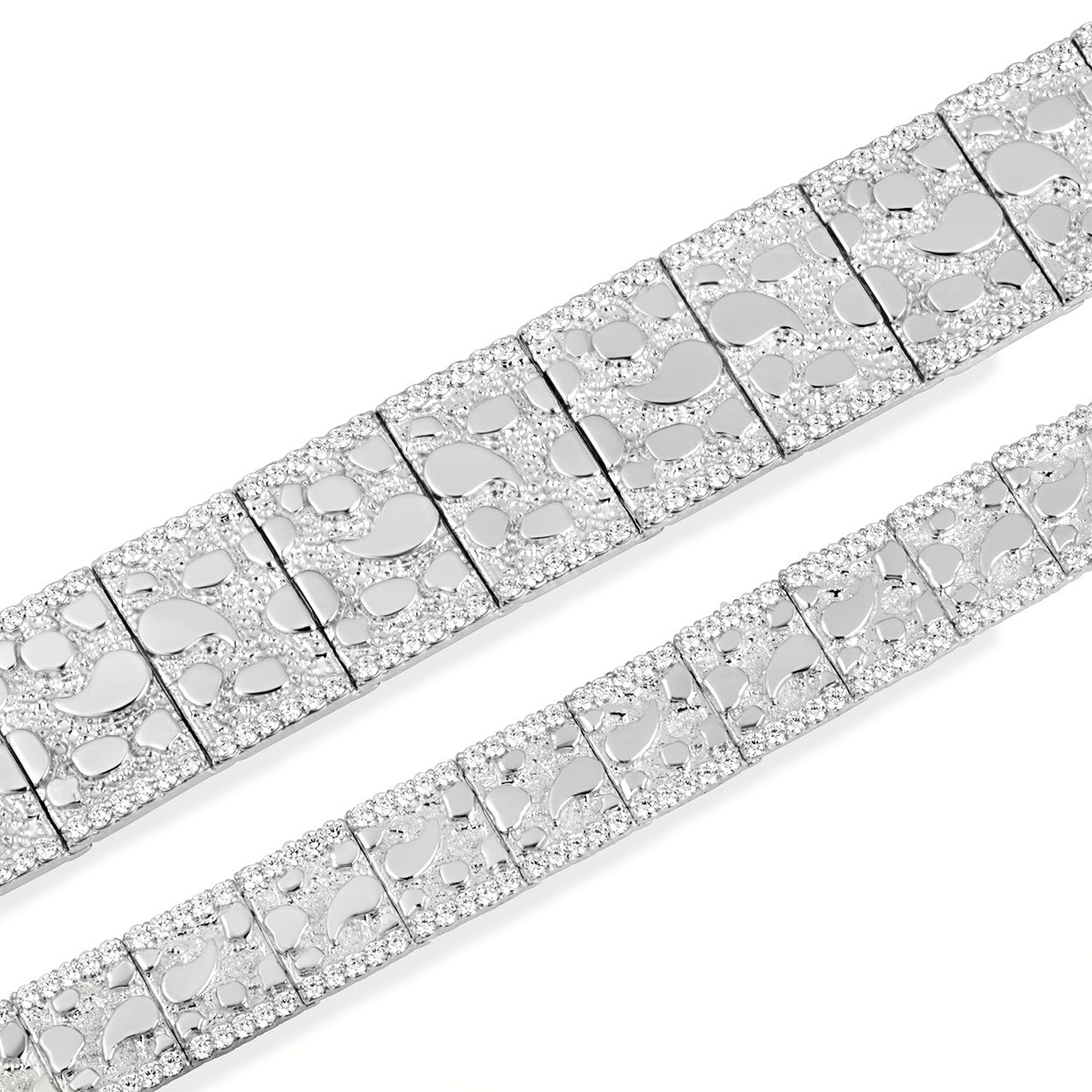 .925 Sterling Silver Studded Nugget Bracelet (Available in Small/Large)