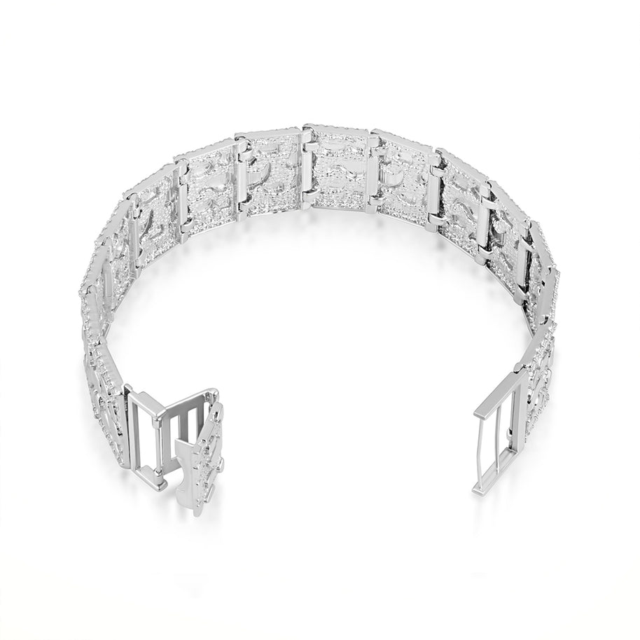 .925 Sterling Silver Studded Nugget Bracelet (Available in Small/Large)