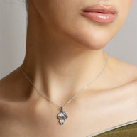 .925 Sterling Silver Boy Silhouette Studded Pendant Necklace
