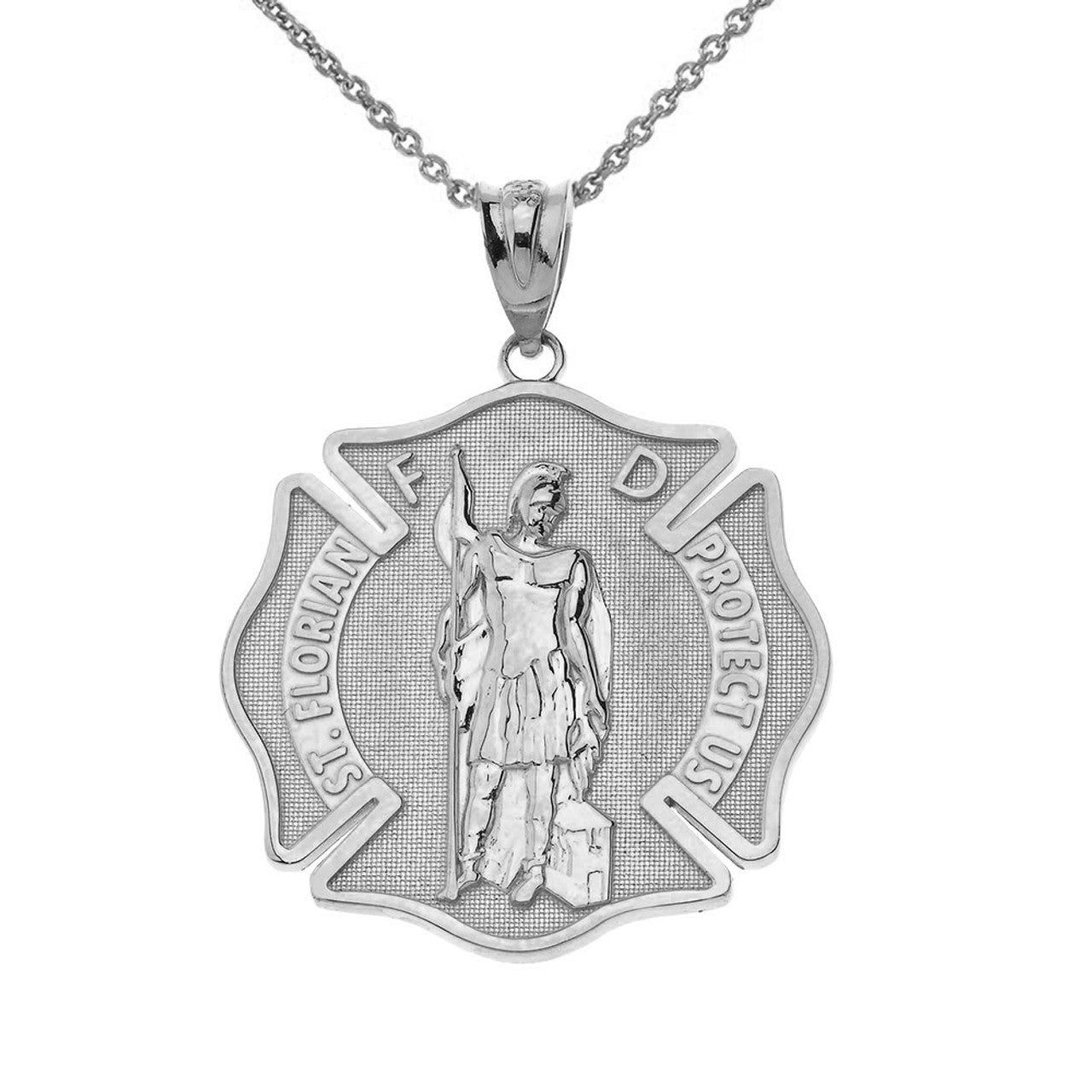 Saint Florian Firefighter Pendant Necklace in Sterling Silver