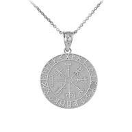 .925 Sterling Silver Vegvisir Viking Norse Compass Pendant Necklace