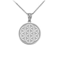 Gold Beaded Flower of Life Medallion Pendant Necklace (Available in Yellow/Rose/White Gold)