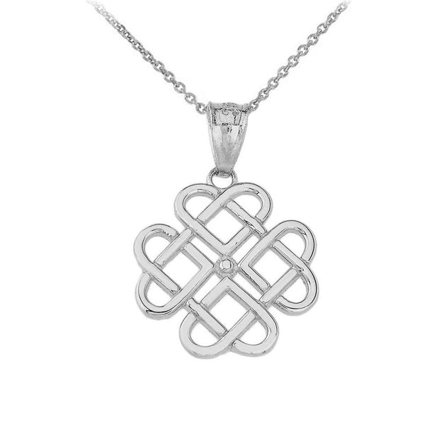 Woven Celtic Hearts Pendant Necklace in Sterling Silver