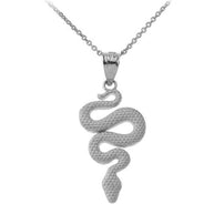 Textured Snake-Serpent Pendant Necklace in Gold (Available in Yellow/Rose/White Gold)