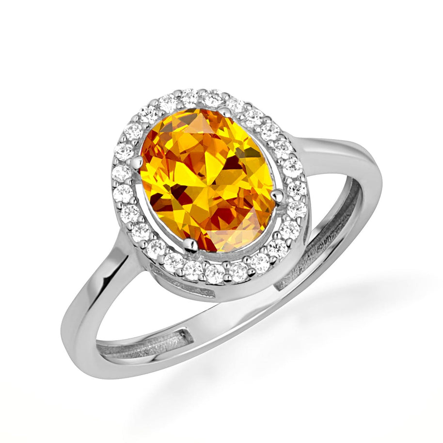 .925 Sterling Silver Personalized Halo Birthstone Ring