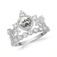 .925 Sterling Silver Personalized Heart Cut Birthstone Crown Ring