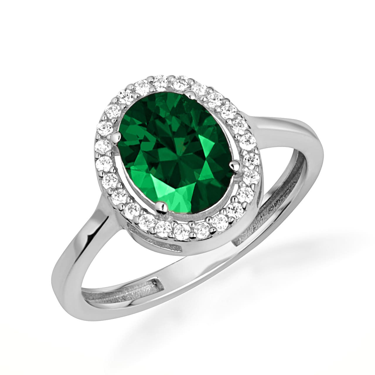 .925 Sterling Silver Personalized Halo Birthstone Ring
