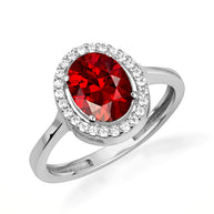 .925 Sterling Silver Personalized Halo Birthstone Ring