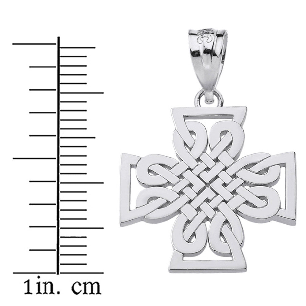 Gold Woven Celtic Cross Pendant Necklace (Available in Yellow/Rose/White Gold)