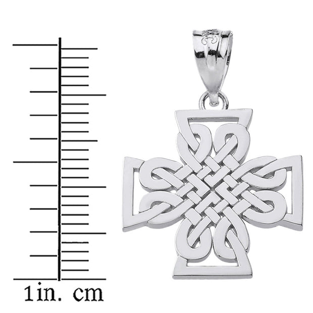 Gold Woven Celtic Cross Pendant Necklace (Available in Yellow/Rose/White Gold)