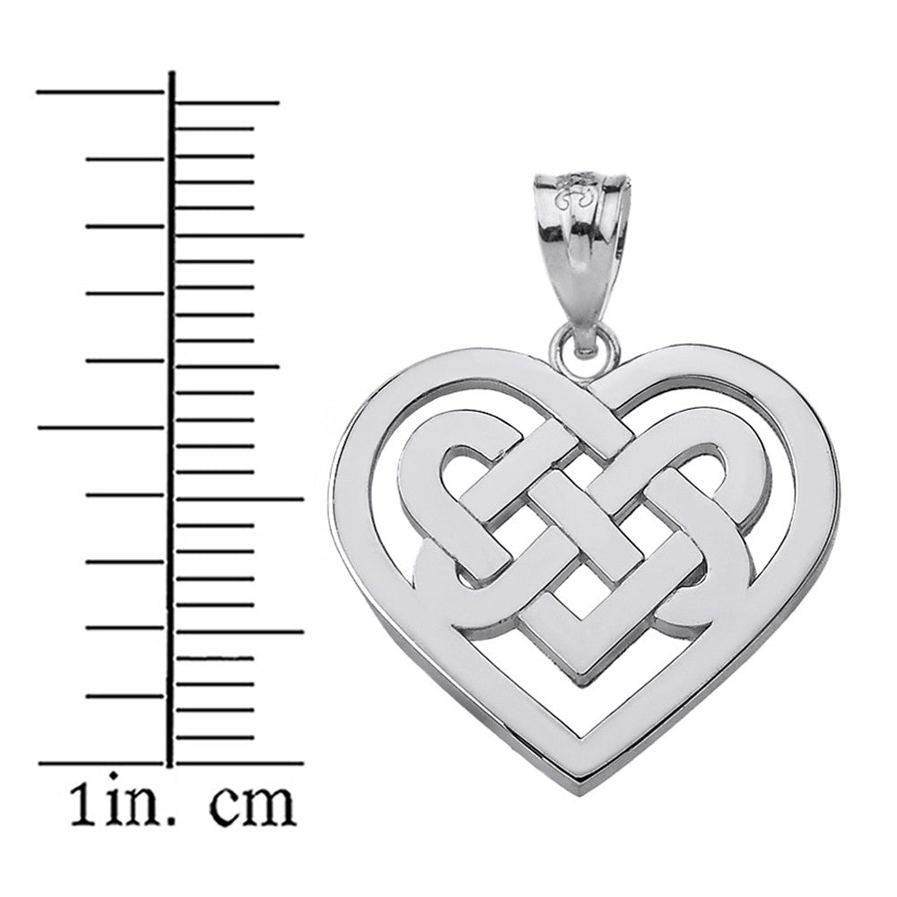 Solid Gold Celtic Knot Woven Heart Pendant Necklace (Available in Yellow/Rose/White Gold)