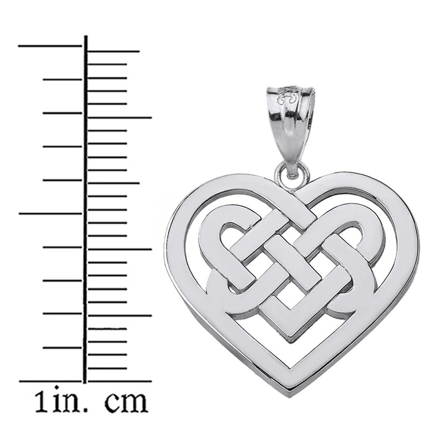 Solid Gold Celtic Knot Woven Heart Pendant Necklace (Available in Yellow/Rose/White Gold)