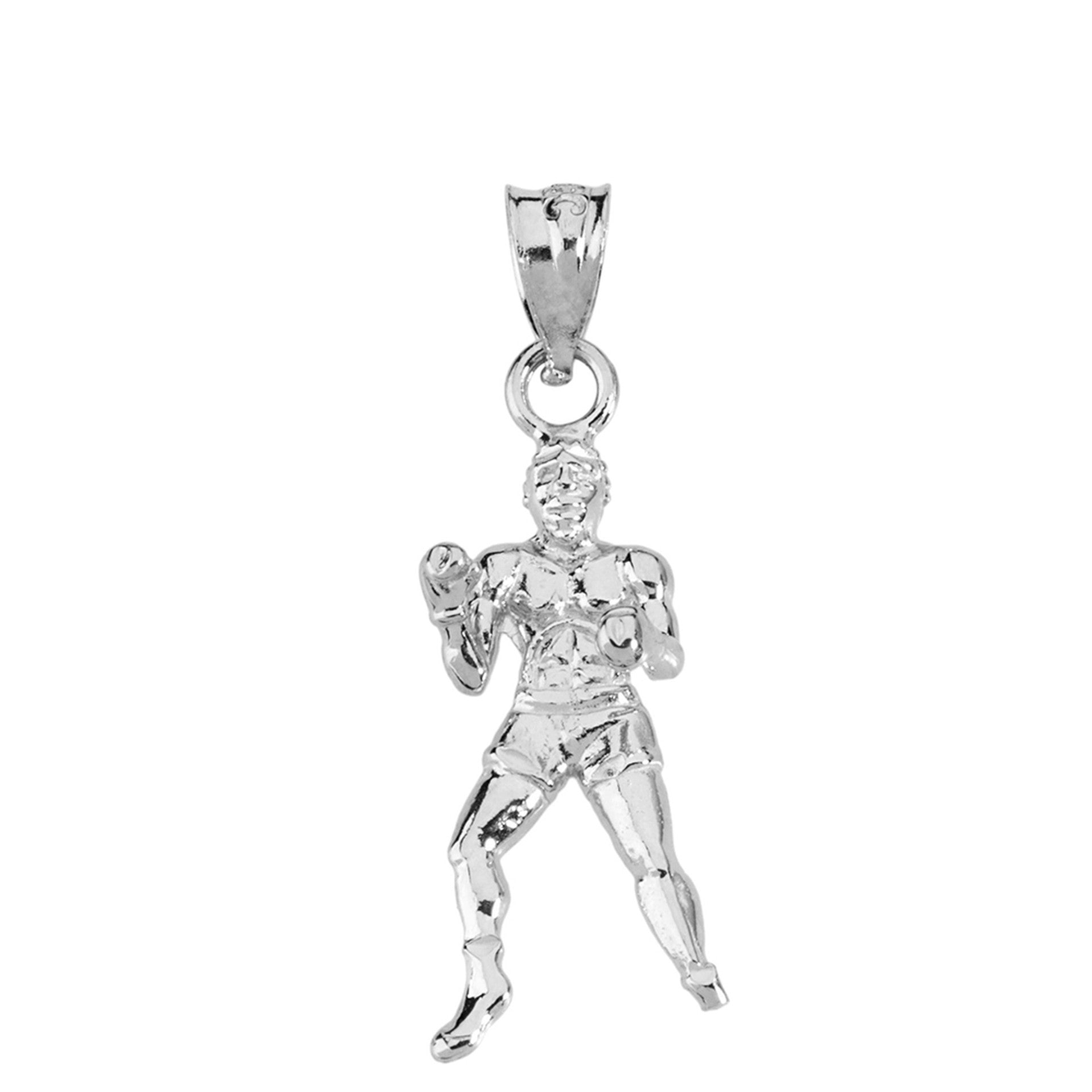 Fight Sports Athletic Boxing Pendant Necklace in Solid Gold (Available in Yellow/Rose/White)