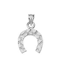 Nugget Horseshoe Pendant Necklace in Solid Gold (Yellow/Rose/White)