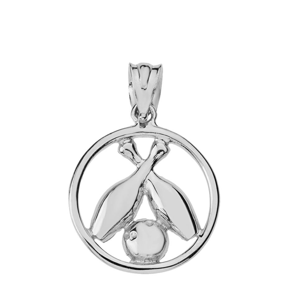Solid Gold Circle Bowling Pendant Necklace (Available in Yellow/Rose/White Gold)