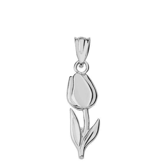 Gold Tulip Flower Pendant Necklace (Available in Yellow/Rose/White Gold)