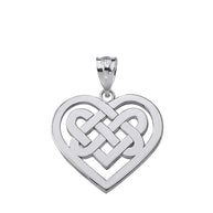 Solid Gold Celtic Knot Woven Heart Pendant Necklace (Available in Yellow/Rose/White Gold)