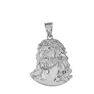 .925 Sterling Silver Cubic Zirconia Jesus Christ Face Pendant Necklace (1.43