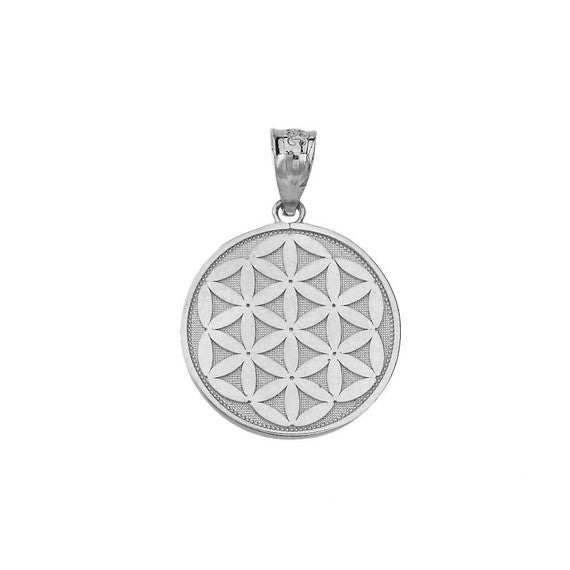 Gold Beaded Flower of Life Medallion Pendant Necklace (Available in Yellow/Rose/White Gold)