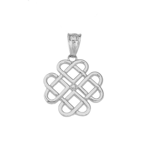 Gold Woven Celtic Hearts Pendant Necklace (Available in Yellow/Rose/White)