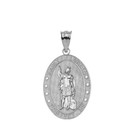 Saint Florian Oval Medallion Pendant Necklace in Sterling Silver