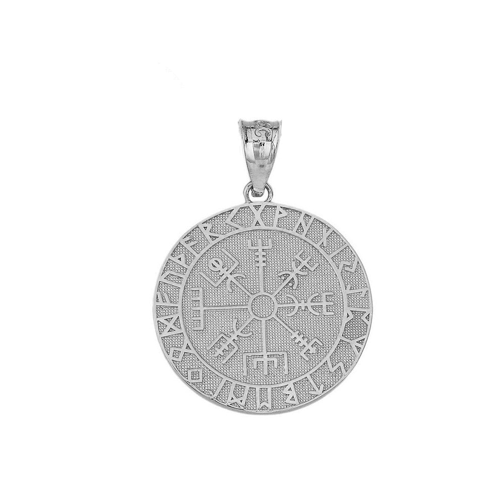 .925 Sterling Silver Vegvisir Viking Norse Compass Pendant Necklace