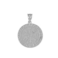 .925 Sterling Silver Vegvisir Viking Norse Compass Pendant Necklace
