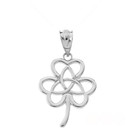 .925 Sterling Silver Irish 3 Leaf Clover Celtic Triquetra Trinity Knot Pendant Necklace