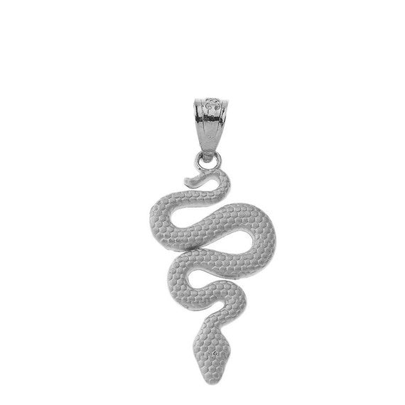 Textured Snake-Serpent Pendant Necklace in Gold (Available in Yellow/Rose/White Gold)