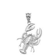 .925 Sterling Silver Lobster Ocean Pendant Necklace