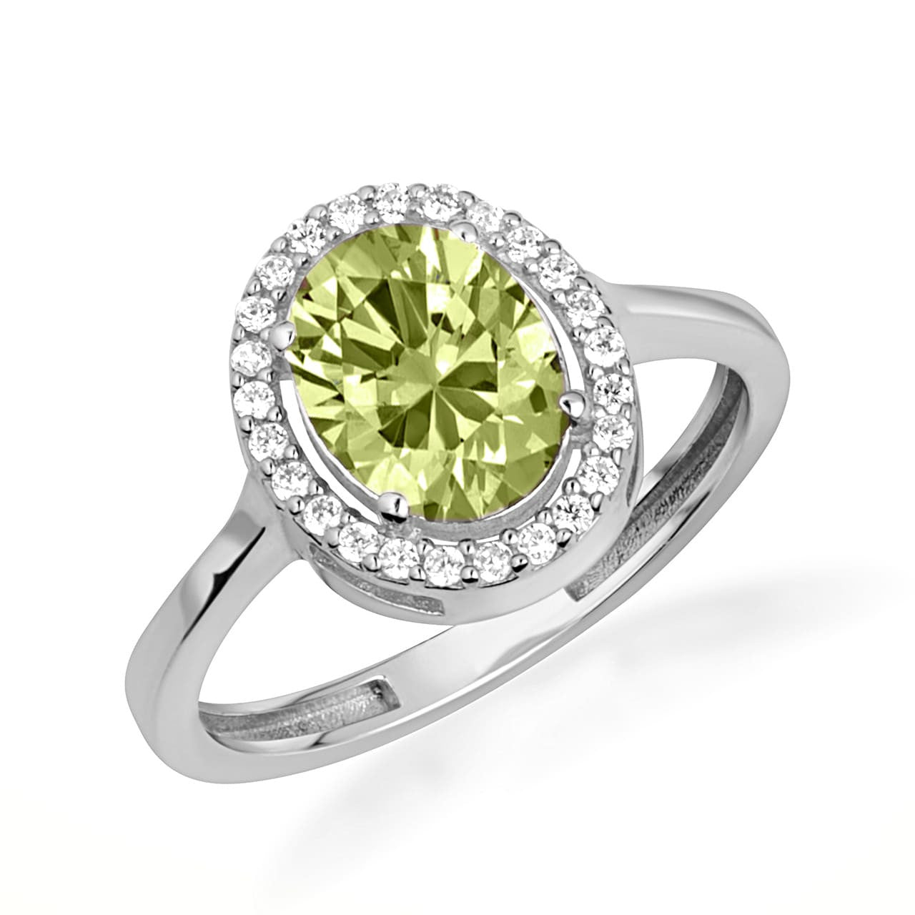 .925 Sterling Silver Personalized Halo Birthstone Ring